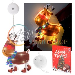 Lampki LED wisząca ozdoba dekoracja okna świąteczna przyssawka renifer