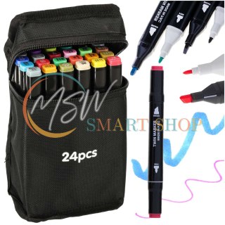 Markery dwustronne mazaki alkoholowe w etui 24 + podstawka