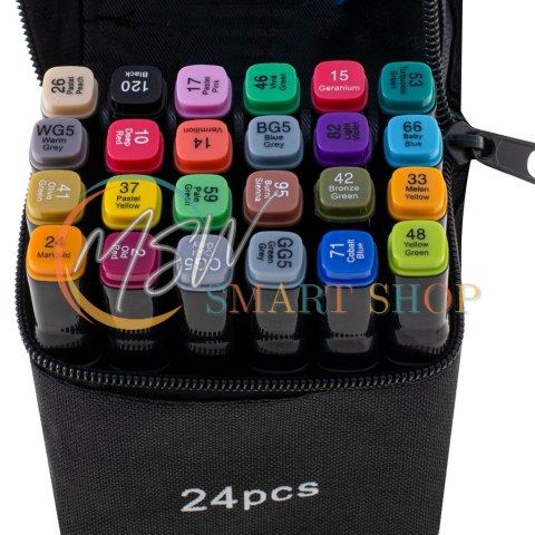 Markery dwustronne mazaki alkoholowe w etui 24 + podstawka Markery dwustronne mazaki alkoholowe w etui 24 + podstawka