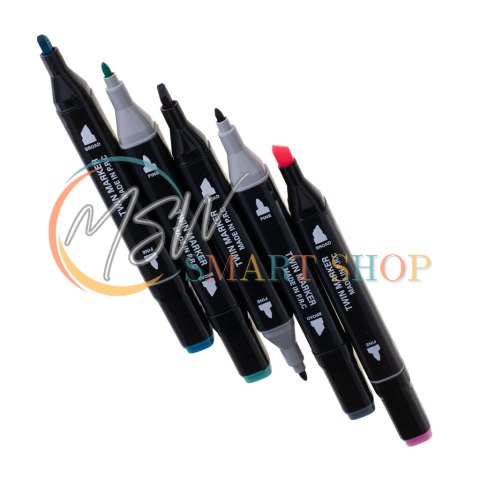 Markery dwustronne mazaki alkoholowe w etui 24 + podstawka Markery dwustronne mazaki alkoholowe w etui 24 + podstawka