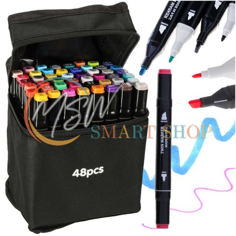 Markery dwustronne mazaki alkoholowe w etui 48 + podstawka Markery dwustronne mazaki alkoholowe w etui 48 + podstawka