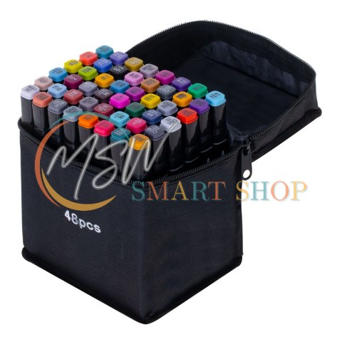 Markery dwustronne mazaki alkoholowe w etui 48 + podstawka Markery dwustronne mazaki alkoholowe w etui 48 + podstawka