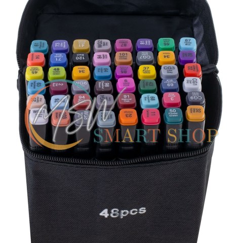 Markery dwustronne mazaki alkoholowe w etui 48 + podstawka Markery dwustronne mazaki alkoholowe w etui 48 + podstawka