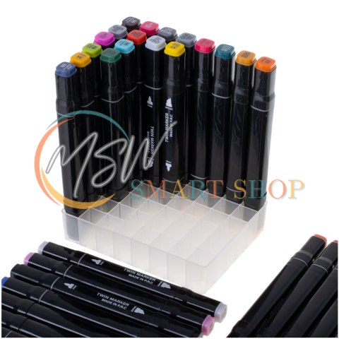 Markery dwustronne mazaki alkoholowe w etui 48 + podstawka Markery dwustronne mazaki alkoholowe w etui 48 + podstawka