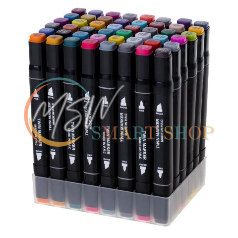 Markery dwustronne mazaki alkoholowe w etui 48 + podstawka Markery dwustronne mazaki alkoholowe w etui 48 + podstawka