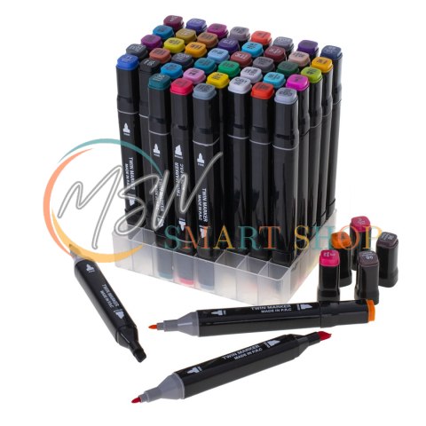 Markery dwustronne mazaki alkoholowe w etui 48 + podstawka Markery dwustronne mazaki alkoholowe w etui 48 + podstawka