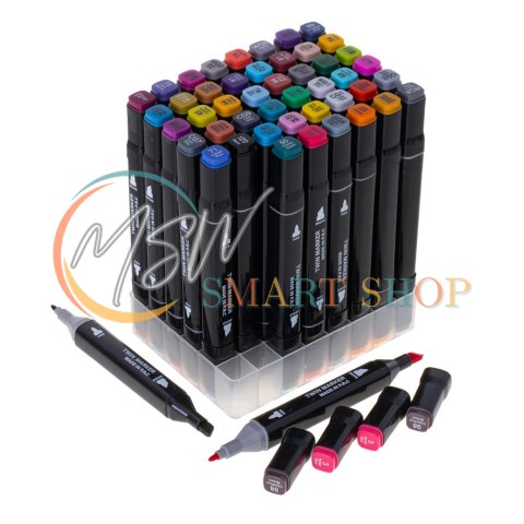 Markery dwustronne mazaki alkoholowe w etui 48 + podstawka Markery dwustronne mazaki alkoholowe w etui 48 + podstawka