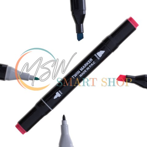 Markery dwustronne mazaki alkoholowe w etui 48 + podstawka Markery dwustronne mazaki alkoholowe w etui 48 + podstawka