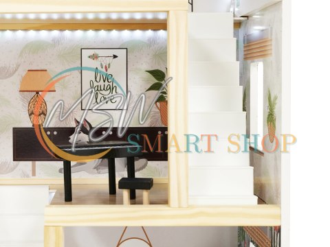 Domek dla lalek drewniany LULILO FLORO boho LED 78cm