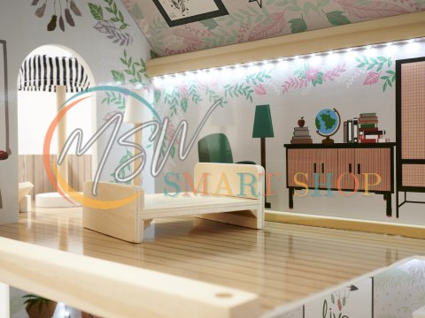 Domek dla lalek drewniany LULILO FLORO boho LED 78cm
