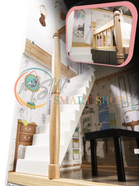 Domek dla lalek drewniany MDF mebelki 122cm XXL LED