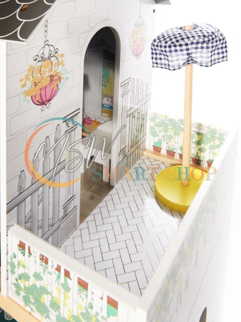 Domek dla lalek drewniany MDF mebelki 122cm XXL LED