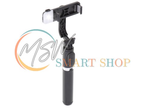 Kijek do selfie z pilotem Bluetooth statyw tripod lampka LED czarny Kijek do selfie z pilotem Bluetooth statyw tripod lampka LED czarny