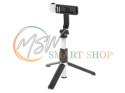 Kijek do selfie z pilotem Bluetooth statyw tripod lampka LED czarny