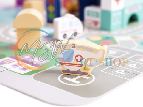 Klocki drewniane edukacyjne miasto puzzle 100el.