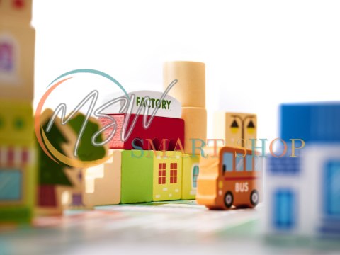 Klocki drewniane edukacyjne miasto puzzle 120el.