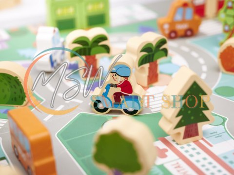 Klocki drewniane edukacyjne miasto puzzle 120el.