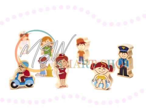 Klocki drewniane edukacyjne miasto puzzle 120el.
