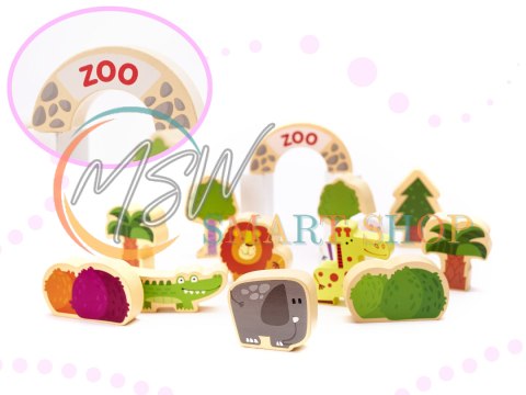 Klocki drewniane edukacyjne miasto puzzle 120el.