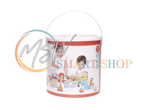 Klocki drewniane edukacyjne miasto puzzle 120el.