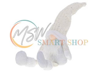 Krasnal skrzat świąteczny z brodą biały 47cm