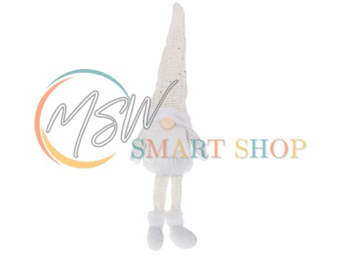 Krasnal skrzat świąteczny z brodą biały 47cm