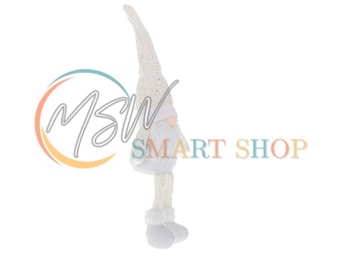 Krasnal skrzat świąteczny z brodą biały 47cm