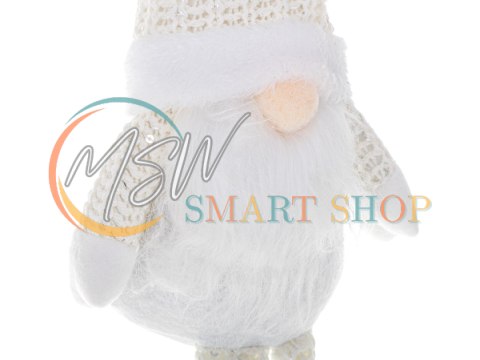 Krasnal skrzat świąteczny z brodą biały 47cm