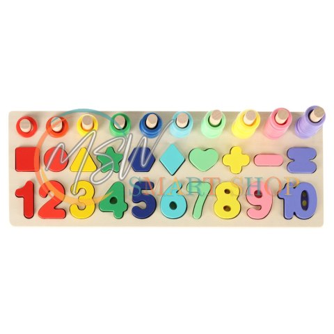 Liczydło drewniane sorter cyfry montessori 3w1 13x36cm Liczydło drewniane sorter cyfry montessori 3w1 13x36cm
