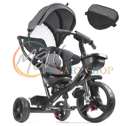 Rowerek trójkołowy Trike Fix Lite rower spacerówka 3w1 obracany 360 wolne koło szary