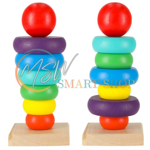 Wieża piramida piramidka drewniana do układania sorter kolorowy tęczowy 13cm