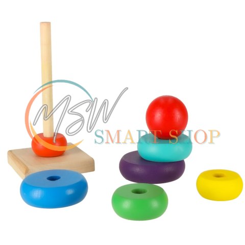 Wieża piramida piramidka drewniana do układania sorter kolorowy tęczowy 13cm