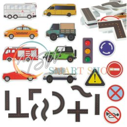 Zabawka do kąpieli wanny wodna dla dzieci naklejki piankowe autka ulica puzzle 23 el.