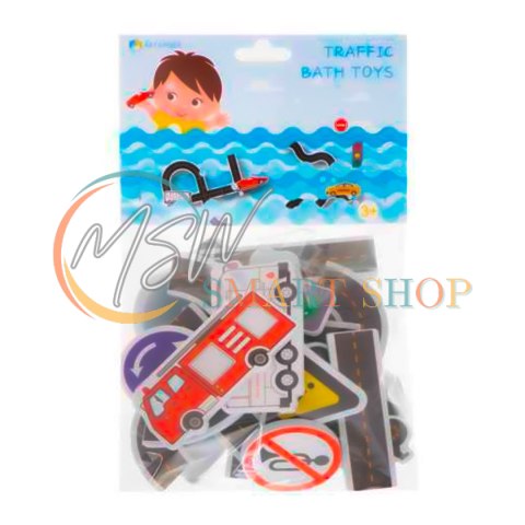 Zabawka do kąpieli wanny wodna dla dzieci naklejki piankowe autka ulica puzzle 23 el.