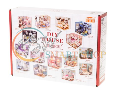 Domek dla lalek drewniany pokój dzienny model do złożenia LED DIY 3016 15,02cm Domek dla lalek drewniany pokój dzienny model do złożenia LED DIY 3016 15,02cm