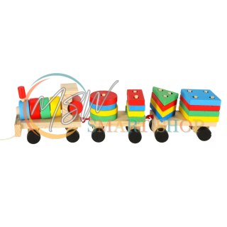 Kolejka pociąg lokomotywa klocki drewniane sorter układanka zręcznościowa 30cm