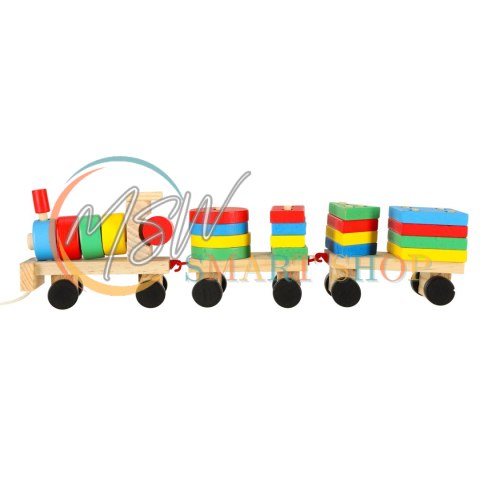 Kolejka pociąg lokomotywa klocki drewniane sorter układanka zręcznościowa 30cm