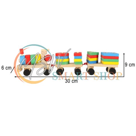 Kolejka pociąg lokomotywa klocki drewniane sorter układanka zręcznościowa 30cm