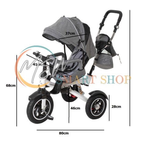 Rowerek trójkołowy Trike Fix V3 rower spacerówka 3w1 obracany 360 wolne koło szary
