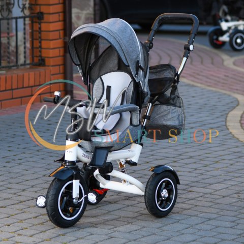 Rowerek trójkołowy Trike Fix V3 rower spacerówka 3w1 obracany 360 wolne koło szary
