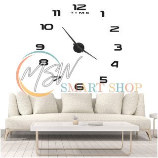 Zegar ścienny naklejany DIY duży regulowany 80-120cm czarny 12 cyfr