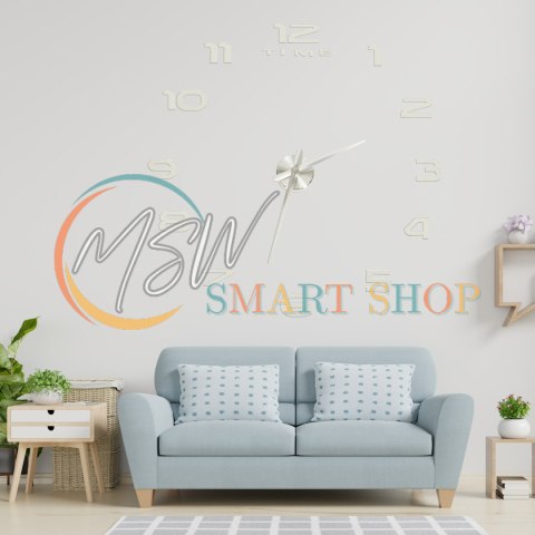 Zegar ścienny naklejany na ścianę 3D lustrzany DIY duży nowoczesny 80-120cm XL