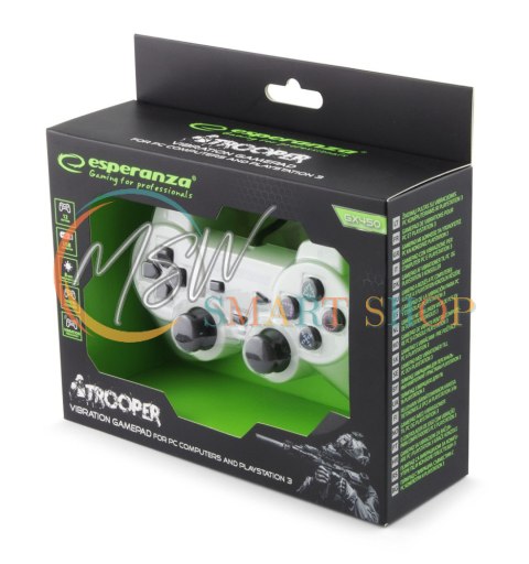 EGG107W Gamepad PC/PS3 USB Trooper biało-czarny Esperanza EGG107W Gamepad PC/PS3 USB Trooper biało-czarny Esperanza