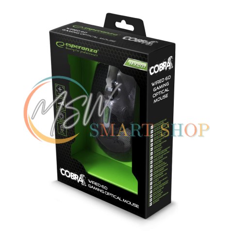 EGM207G Mysz przewodowa dla graczy 6D optyczna USB MX207 Cobra zielona EGM207G Mysz przewodowa dla graczy 6D optyczna USB MX207 Cobra zielona