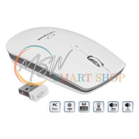 EM120W Mysz bezprzewodowa 2.4GHz 4D optyczna USB Saturn biała EM120W Mysz bezprzewodowa 2.4GHz 4D optyczna USB Saturn biała