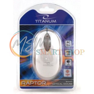 TM102W Mysz przewodowa 3D optyczna USB Raptor biała Titanum