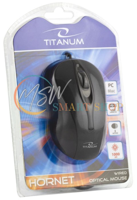 TM103K Mysz przewodowa 3D optyczna USB Hornet czarna Titanum TM103K Mysz przewodowa 3D optyczna USB Hornet czarna Titanum