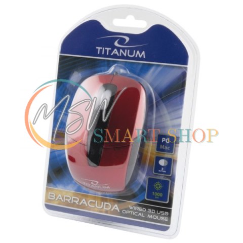 TM108R Mysz przewodowa 3D optyczna USB Barracuda czerwona Titanum TM108R Mysz przewodowa 3D optyczna USB Barracuda czerwona Titanum