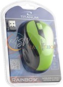 TM114G Mysz bezprzewodowa 2.4GHz 3D optyczna USB Rainbow zielona