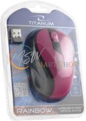 TM114P Mysz bezprzewodowa 2.4GHz 3D optyczna USB Rainbow różowa
